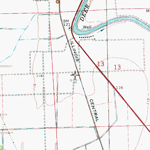 Topographic Map of McCutcheon, MS