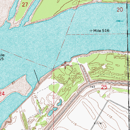 Topographic Map of Lake Washington Landing, MS