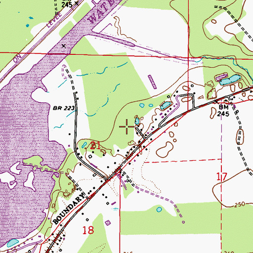 Topographic Map of Amory Recreation Area, MS