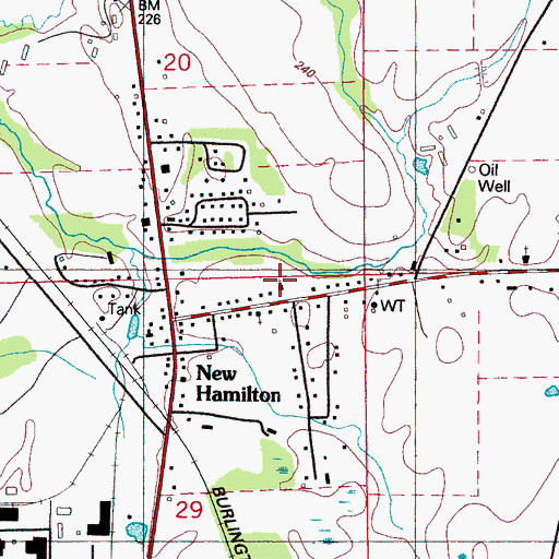 Topographic Map of Hamilton United Methodist Church, MS