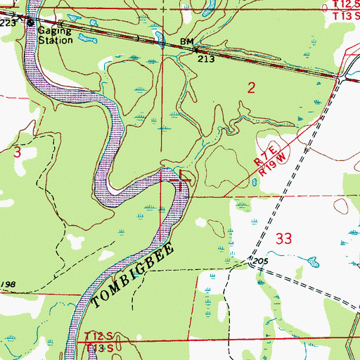Topographic Map of Lusbys Ferry (historical), MS