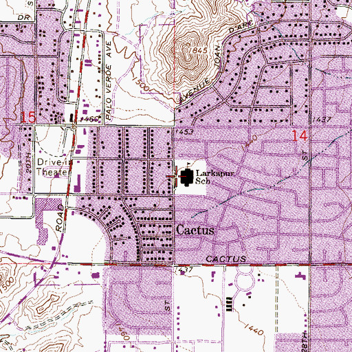 Topographic Map of Larkspur Elementary School, AZ