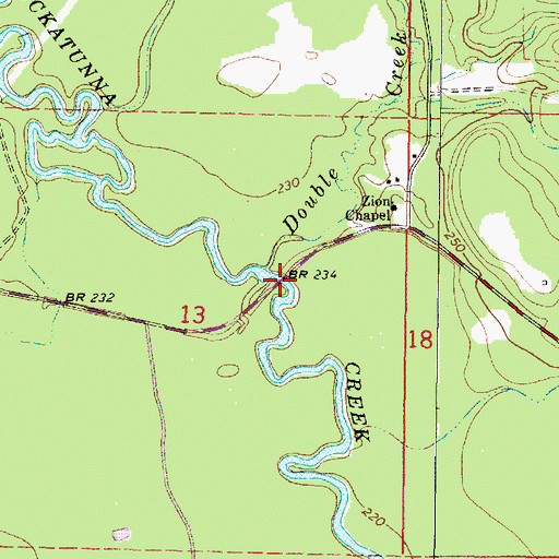 Topographic Map of Evans Bridge, MS