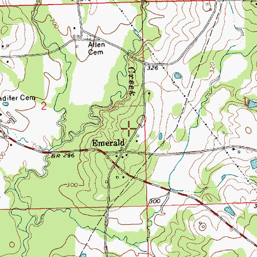 Topographic Map of Emerald School (historical), MS