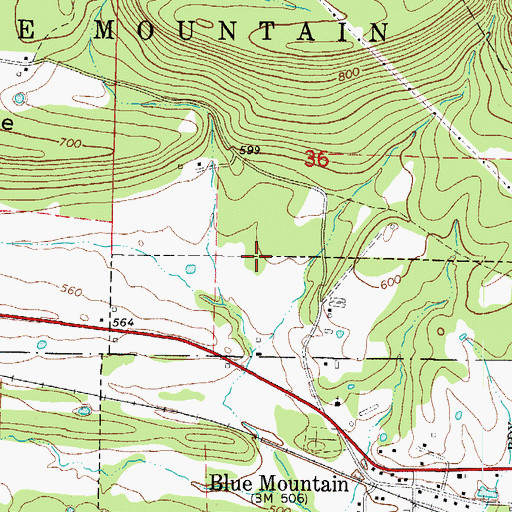 Topographic Map of Township of Blue Mountain, AR