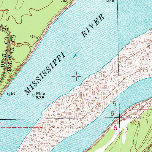 Topographic Map of Monterey Bend, MS