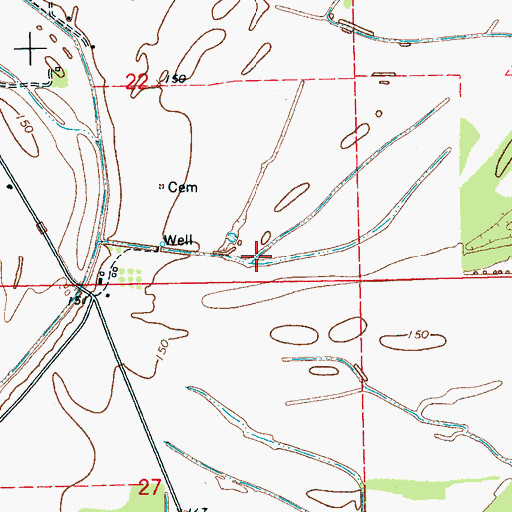 Topographic Map of Ditch Number Fourteen, MS