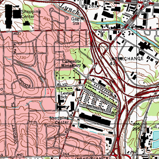 Topographic Map of Alta Woods United Methodist Church, MS