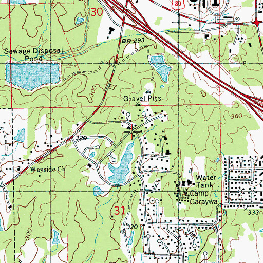 Topographic Map of Country Woods, MS