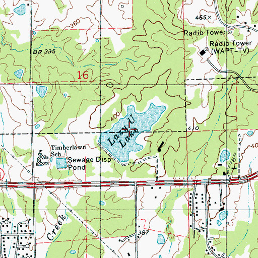 Topographic Map of Lazy U Lake, MS