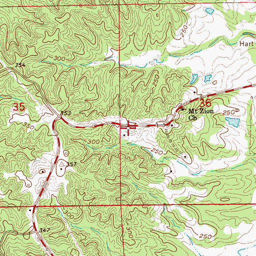 Topographic Map of Mount Zion School (historical), MS