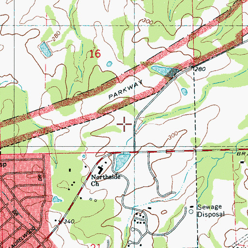 Topographic Map of Traceway Park, MS