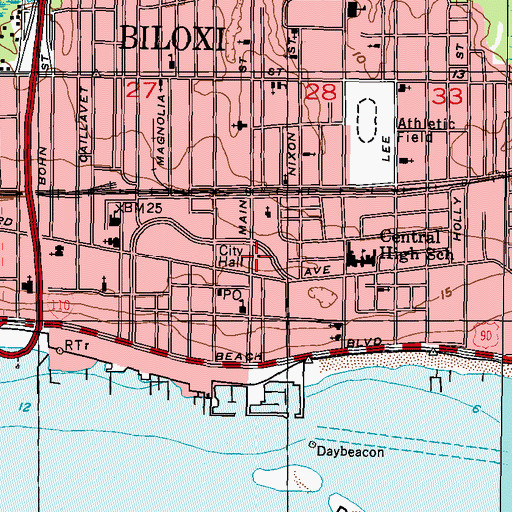 Topographic Map of Biloxi City Hall, MS