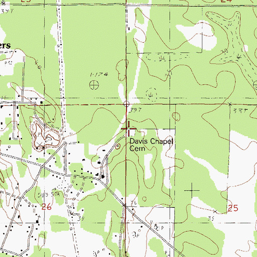 Topographic Map of Davis Chapel Cemetery, MS