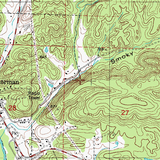 Topographic Map of Township of Womble (historical), AR
