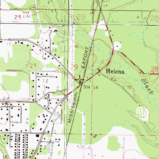 Topographic Map of Helena Church, MS