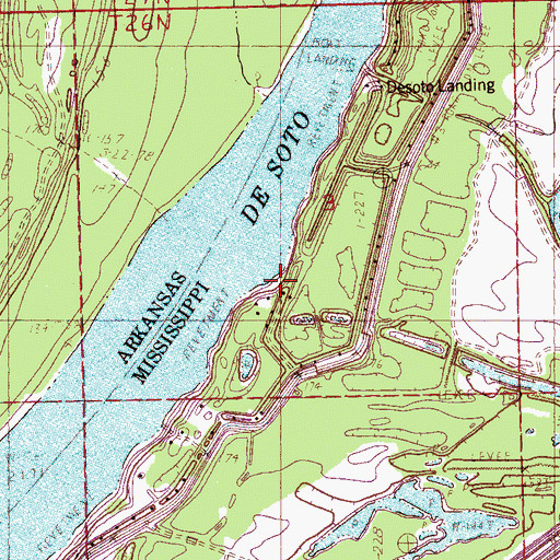 Topographic Map of Grants Landing (historical), MS
