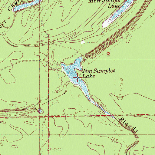 Topographic Map of Jim Samples Lake, MS