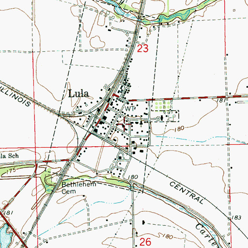Topographic Map of Lula Baptist Church, MS