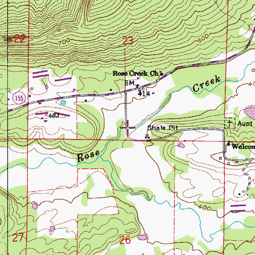 Topographic Map of Township of Rose Creek, AR