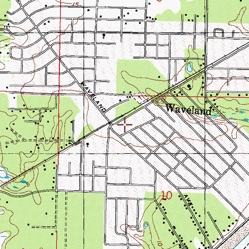 Topographic Map of Elwood Memorial Park, MS