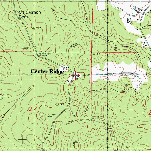 Topographic Map of Center Ridge School (historical), MS