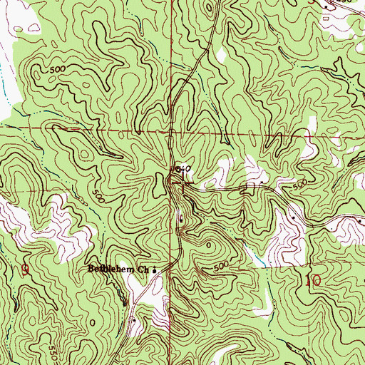 Topographic Map of Hickory Grove School (historical), MS