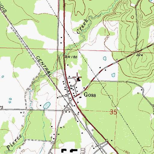 Topographic Map of Goss Baptist Church, MS
