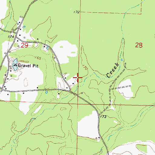 Topographic Map of Greens Creek Oil Field, MS