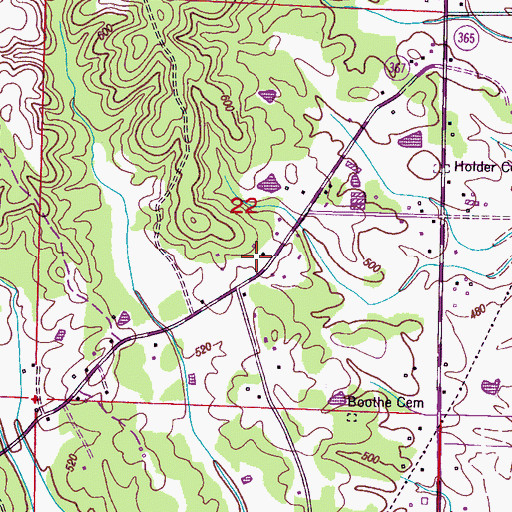 Topographic Map of Gravel Hill School (historical), MS