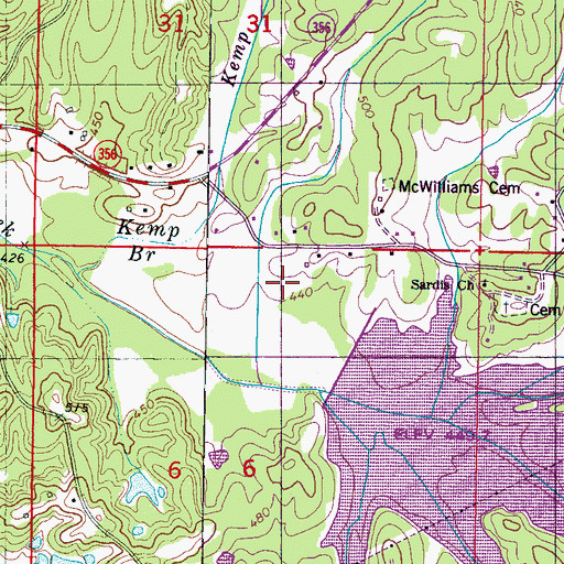 Topographic Map of Rowland Mills School (historical), MS