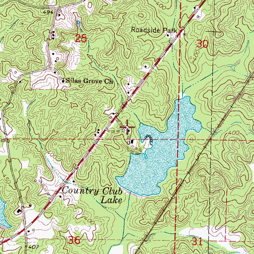 Topographic Map of Kosciusko Country Club, MS