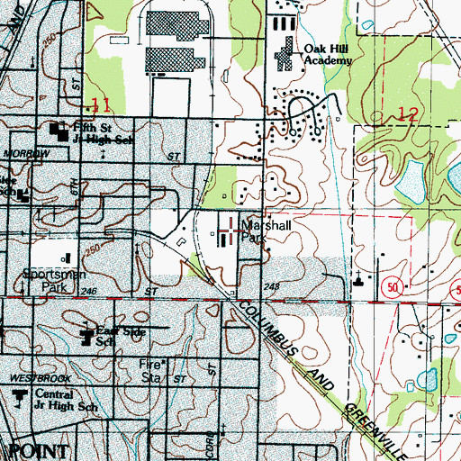 Topographic Map of Bruce Field, MS