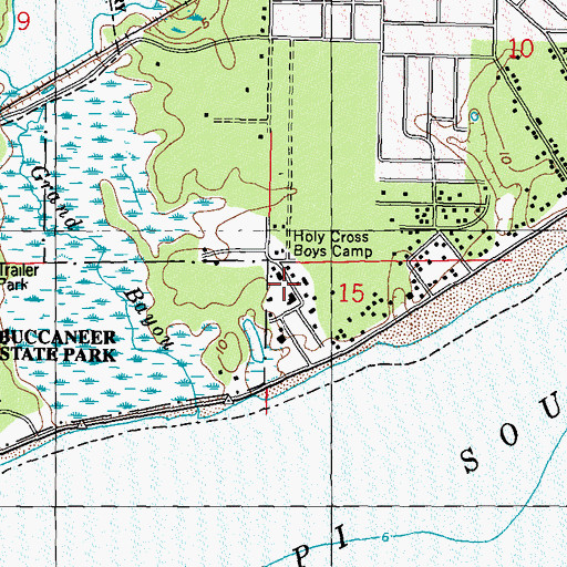 Topographic Map of Gulfside, MS