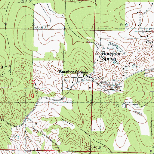 Topographic Map of Barefoot School (historical), MS