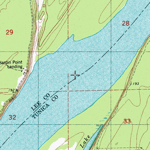 Topographic Map of Tunica Lake, AR