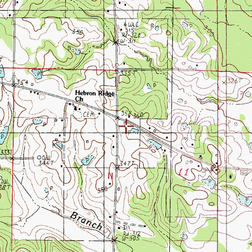 Topographic Map of Ivy School (historical), MS