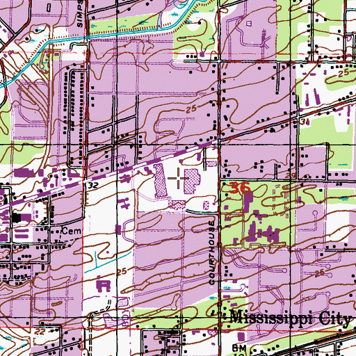 Topographic Map of Hardy Court Shopping Center, MS