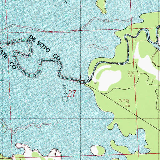 Topographic Map of Hickahala Creek, MS