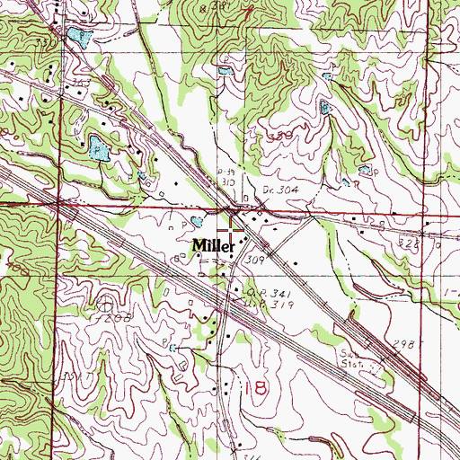 Topographic Map of Miller, MS
