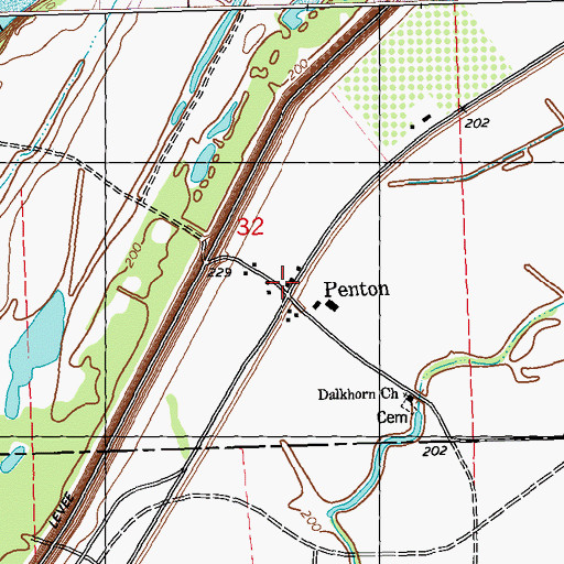 Topographic Map of Penton, MS