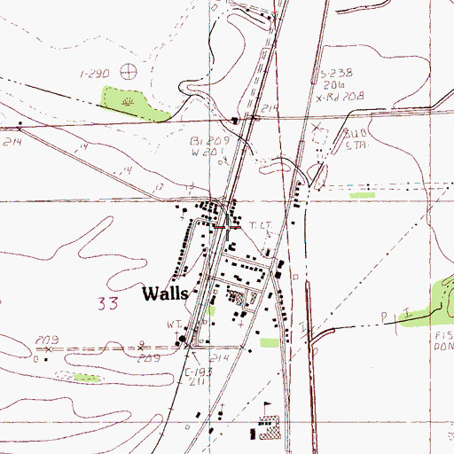 Topographic Map of Walls, MS