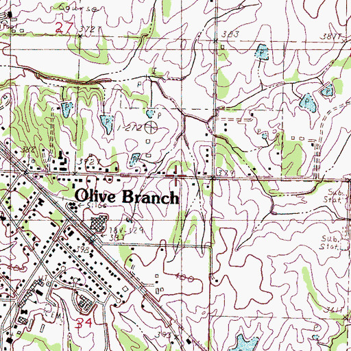 Topographic Map of Calvary Baptist Church, MS