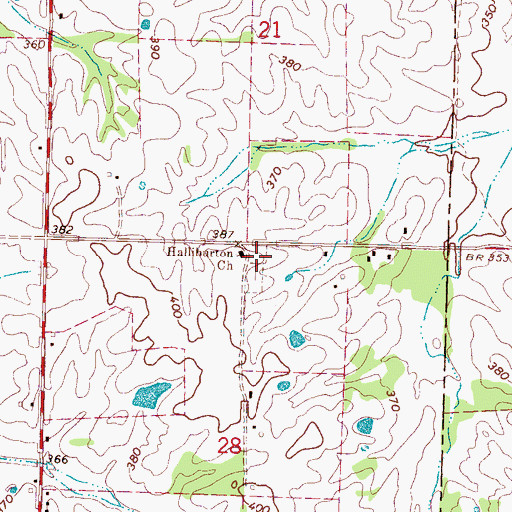 Topographic Map of Halliburton Cemetery, MS