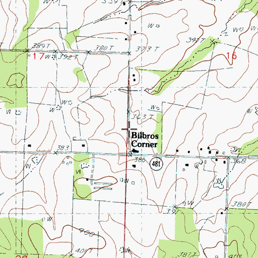 Topographic Map of Bilbros Corner, MS