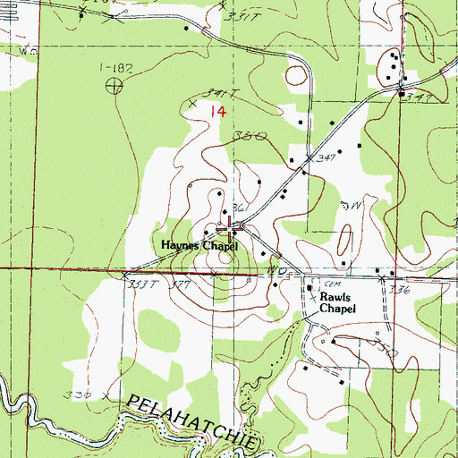 Topographic Map of Haynes Chapel, MS
