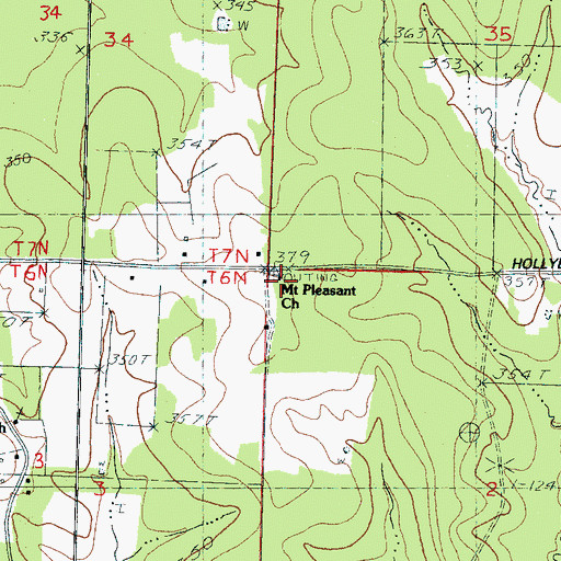Topographic Map of Mount Pleasant Church, MS