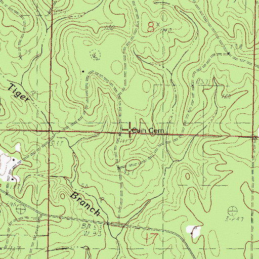 Topographic Map of Cain Cemetery, MS