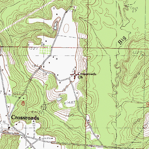 Topographic Map of Crossroads Church, MS