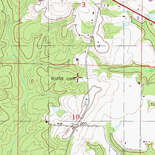 Topographic Map of Moffet Cemetery, MS
